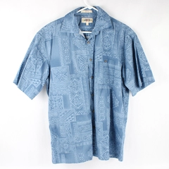 Campia Moda Blue Cotton Button-Up Hawaiian Shirt Men's Size Medium