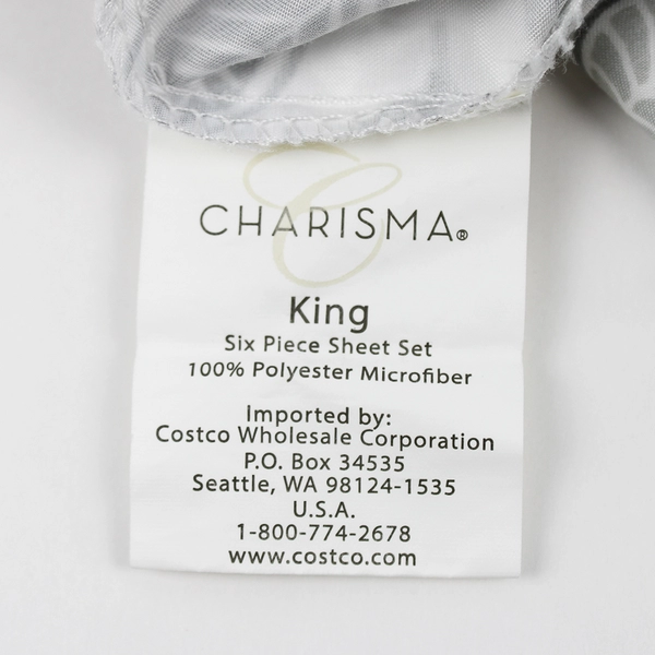 Lot Of 2 Matching Charisma Pillowcases Leaf Pattern White/Gray King 20.5"x39"