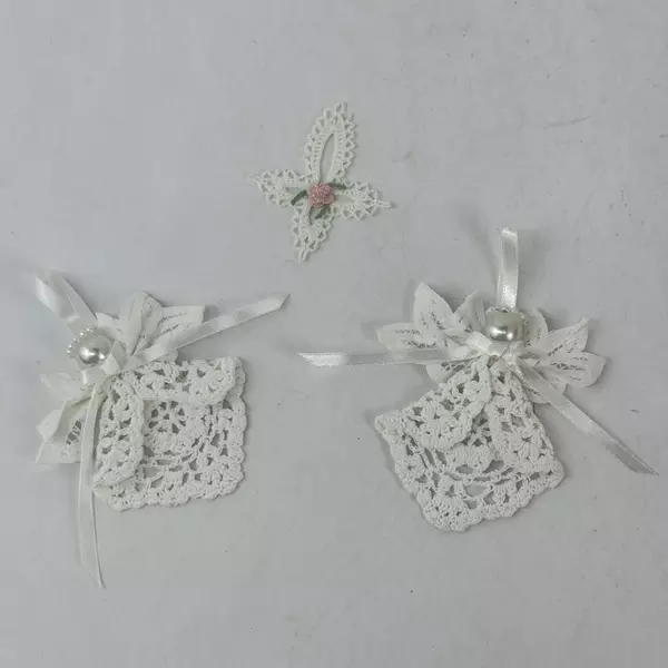 Set of 9 Hand Crochet Christmas Ornaments Angels Stars Crosses Wreath