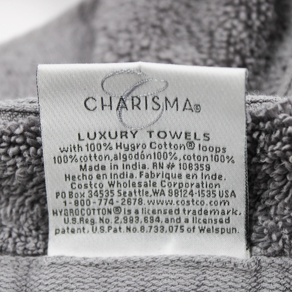 Lot Of 2 Charisma Luxury Towels Hand Towel Solid Gray 14" x 27"