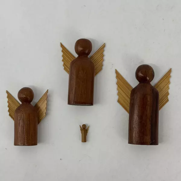 Set of 4 Swedish Style Wood Angel Figurines