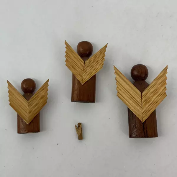 Set of 4 Swedish Style Wood Angel Figurines