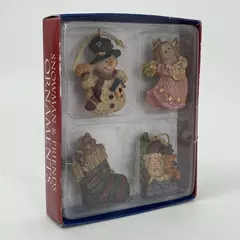 4 Piece Giftco Snowman And Friends Christmas Resin Ornament Set NIB