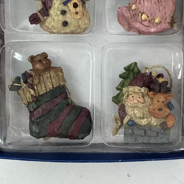 4 Piece Giftco Snowman And Friends Christmas Resin Ornament Set NIB