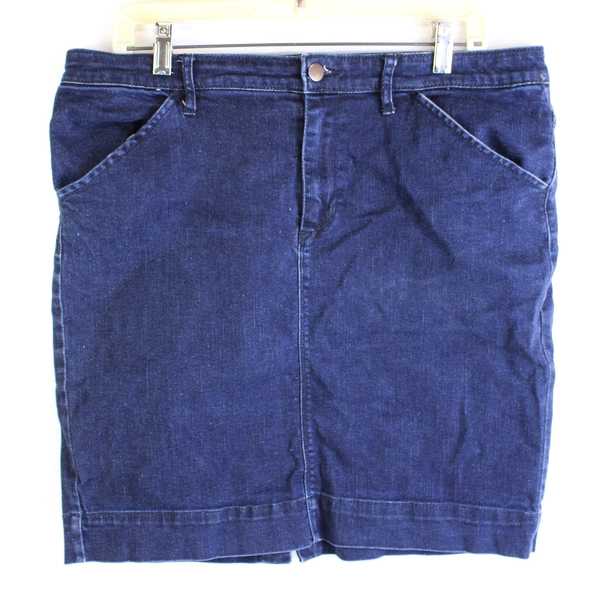 A New Day Straight Knee-Length Dark Wash Denim Skirt Women's Size 14