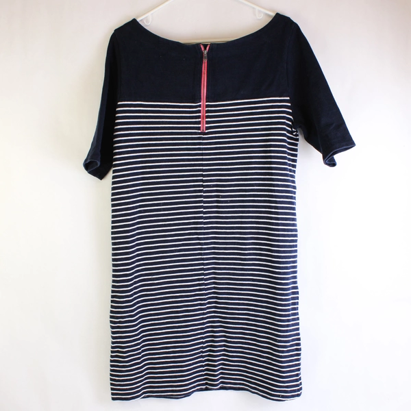 Gap Navy Blue and White Striped Boatneck Mariner Dress Women's Size Large