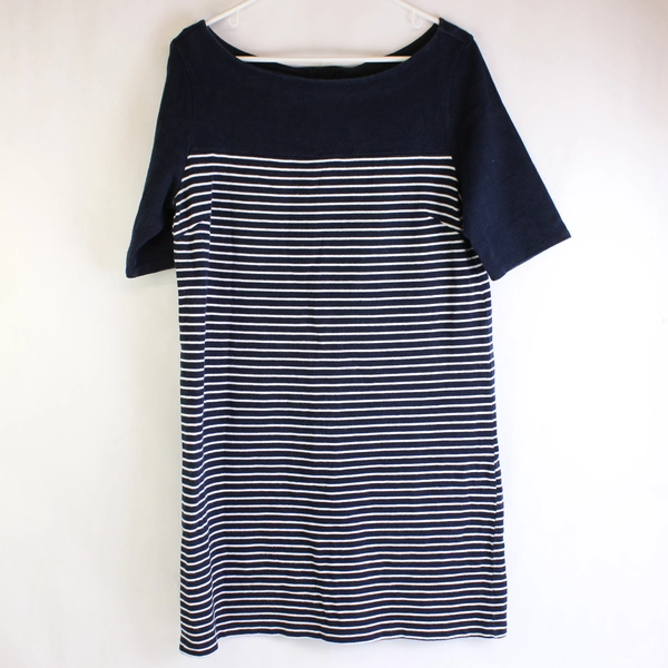 Gap Navy Blue and White Striped Boatneck Mariner Dress Women's Size Large
