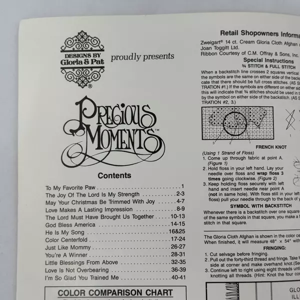 Precious Moments Uncle Sam with Bible PM-15 1987 Cross Stitch Book Gloria & Pat