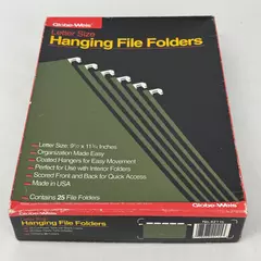 Globe Weis Box of 25 Hanging File Folders Green Letter 9 1/2" x 11 3/4" w/ Tabs