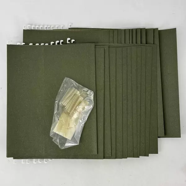Globe Weis Box of 25 Hanging File Folders Green Letter 9 1/2" x 11 3/4" w/ Tabs