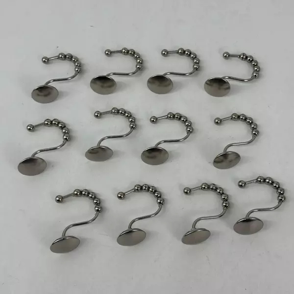 12 Piece Silver Tone S Shower Curtain Hooks With Silver Balls