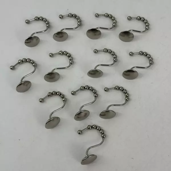 12 Piece Silver Tone S Shower Curtain Hooks With Silver Balls