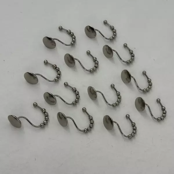 12 Piece Silver Tone S Shower Curtain Hooks With Silver Balls
