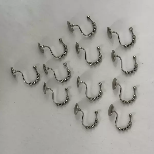 12 Piece Silver Tone S Shower Curtain Hooks With Silver Balls
