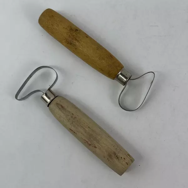 Loop Tool Wood Handle Clay Pottery Tools Sculpture Scraper Lot of 2