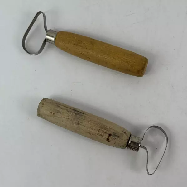 Loop Tool Wood Handle Clay Pottery Tools Sculpture Scraper Lot of 2