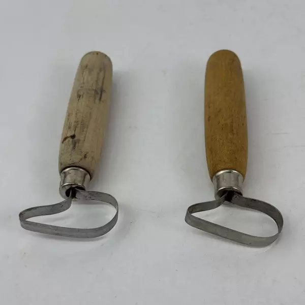 Loop Tool Wood Handle Clay Pottery Tools Sculpture Scraper Lot of 2