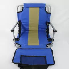 Stansport Tubular Frame Folding Stadium Seat with Arms Blue Tan Lightweight