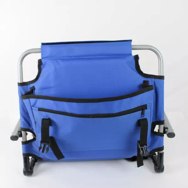 Stansport Tubular Frame Folding Stadium Seat with Arms Blue Tan Lightweight