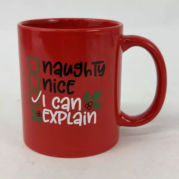 Naughty, Nice, I Can Explain Red Coffee Mug Good Humor by I'm The Perfect Man