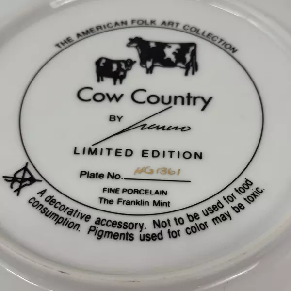 Franklin Mint Lowell Herrero Collector Cow Country Plate American Folk
