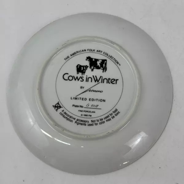 Franklin Mint Lowell Herrero Cows in the Winter Collector Plate American Folk