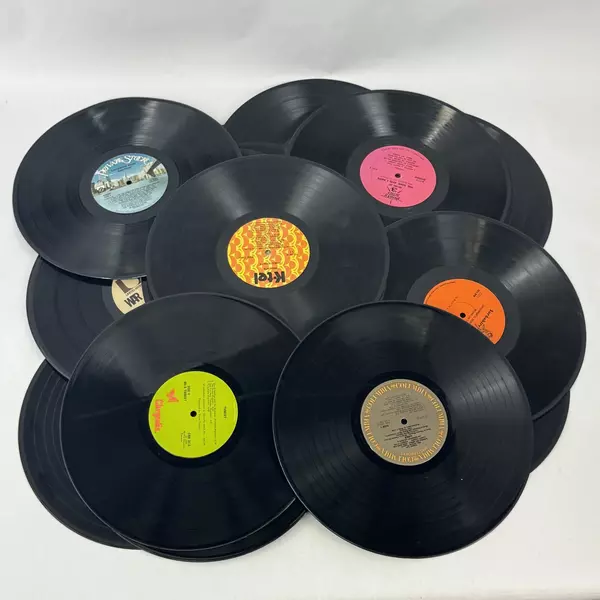 Lot Of 23 Vinyl Records No Sleeves Mixed Genres DIY Crafting Deco
