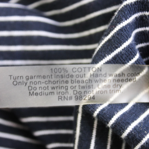 Onque Casuals Dark Navy and White Striped Shirt Women's Small