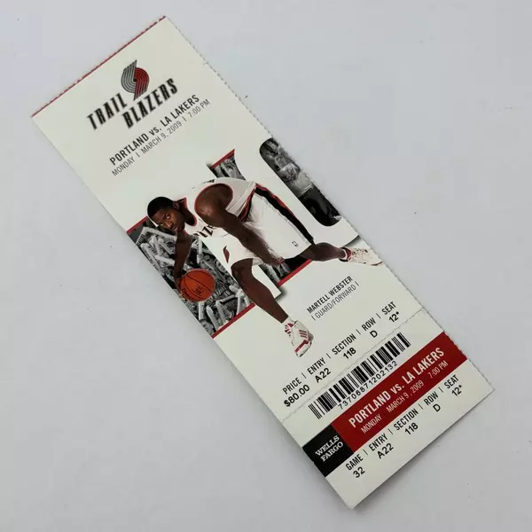 NBA Ticket 2009 Portland Blazers vs. LA Lakers Features Martell Webster Guard