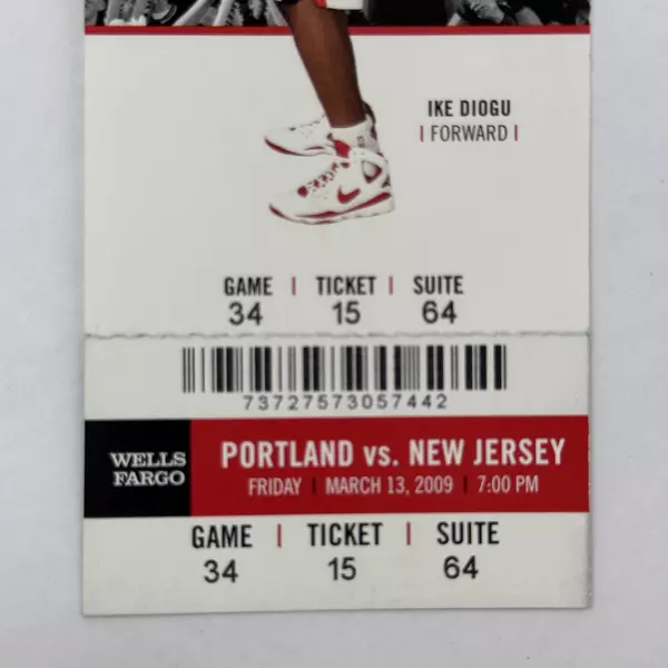 NBA Ticket 2009 Portland Trail Blazers vs. New Jersey Nets Features Ike Diogu