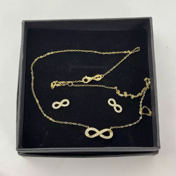 Himalaya Jewelry Sterling And Cubic Zirconia Figure 8 Necklace And Earring Set