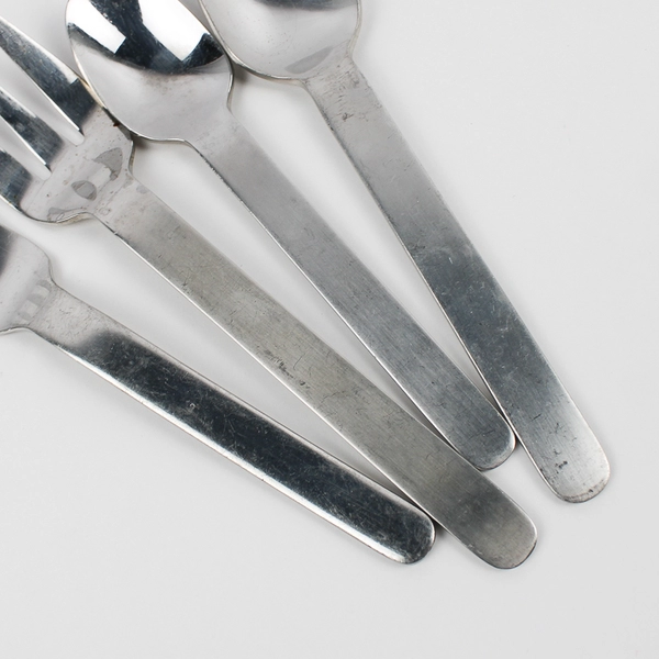 8 Piece Set West Elm Brushed Round Flatware Silverware Fork & Spoon Set