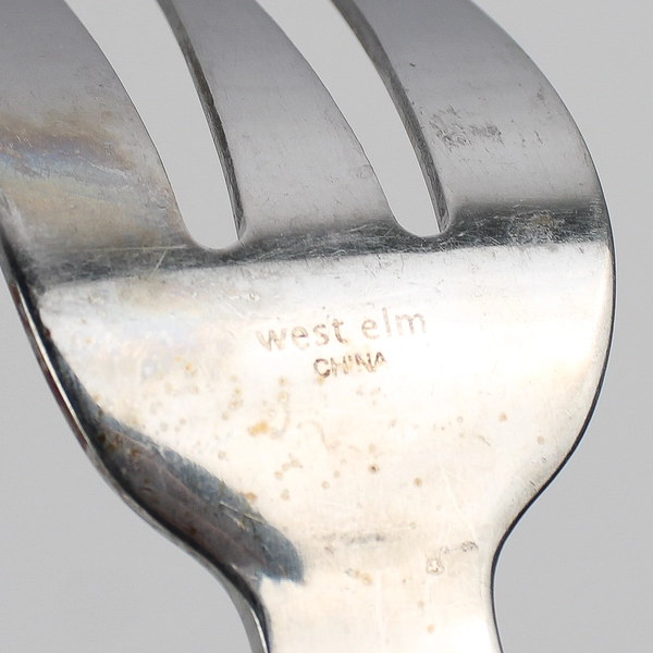 8 Piece Set West Elm Brushed Round Flatware Silverware Fork & Spoon Set