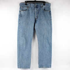 Levi's 501 Button Fly Jeans for Men Light Blue Denim Size 35W x 30L Flawed