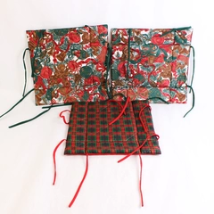 Lot of 3 Christmas Dining Chair Pads Cherubs and Plaid