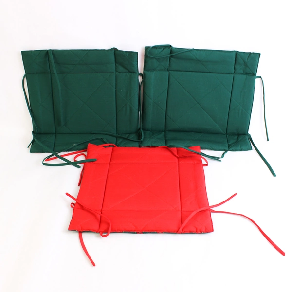 Lot of 3 Christmas Dining Chair Pads Cherubs and Plaid