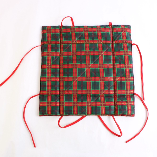 Lot of 3 Christmas Dining Chair Pads Cherubs and Plaid