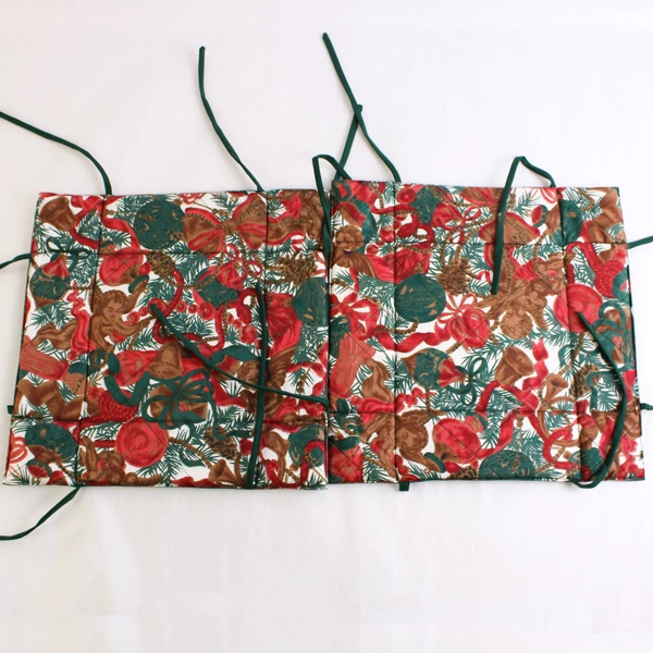 Lot of 3 Christmas Dining Chair Pads Cherubs and Plaid