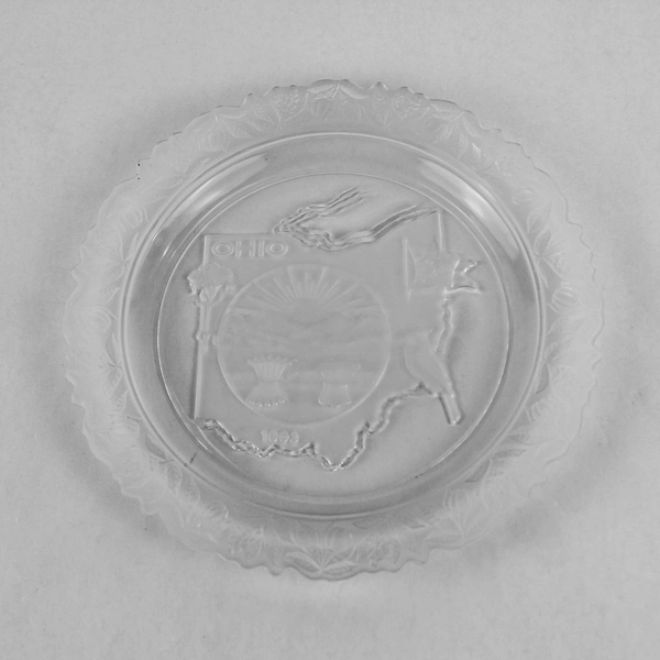Ohio Flag 9" Glass Plate with Frosted Rim - Collectible Souvenir Decor