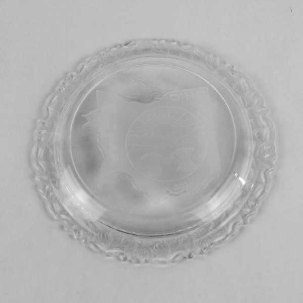Ohio Flag 9" Glass Plate with Frosted Rim - Collectible Souvenir Decor