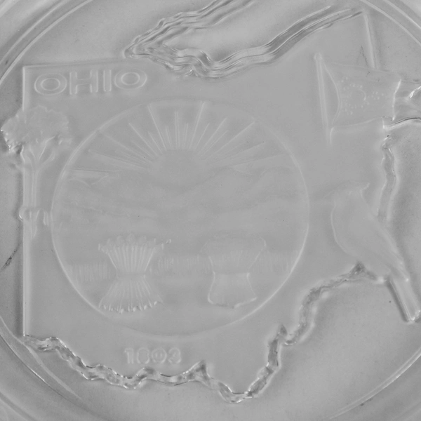 Ohio Flag 9" Glass Plate with Frosted Rim - Collectible Souvenir Decor