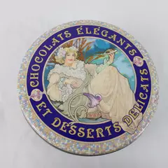 Vintage Et Desserts Delicats Chocolats Elegants Round Tin Chocolate Dessert Tin