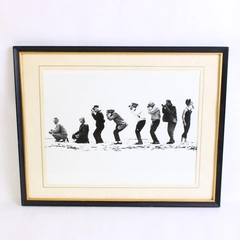 Framed Black & White Print of People Study of Motion or a Series of Poses 14x11"