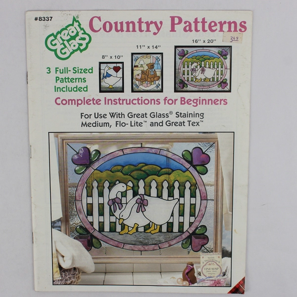 Great Glass Country Patterns 3 Full-Size Stained Glass Templates #8337
