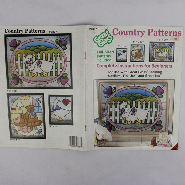 Great Glass Country Patterns 3 Full-Size Stained Glass Templates #8337