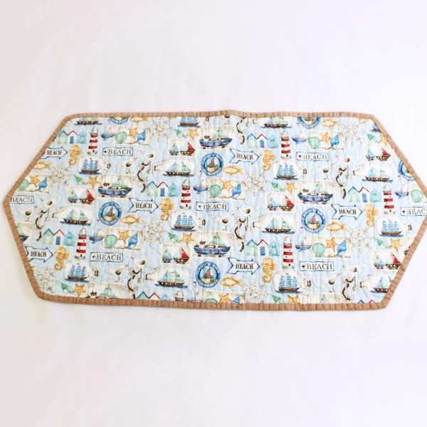 Small Nautical Seaside Themed Cotton Table Runner Double-Sided