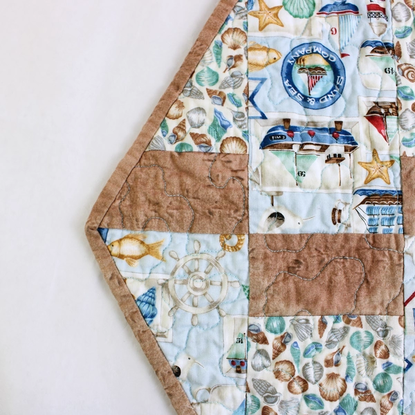 Small Nautical Seaside Themed Cotton Table Runner Double-Sided