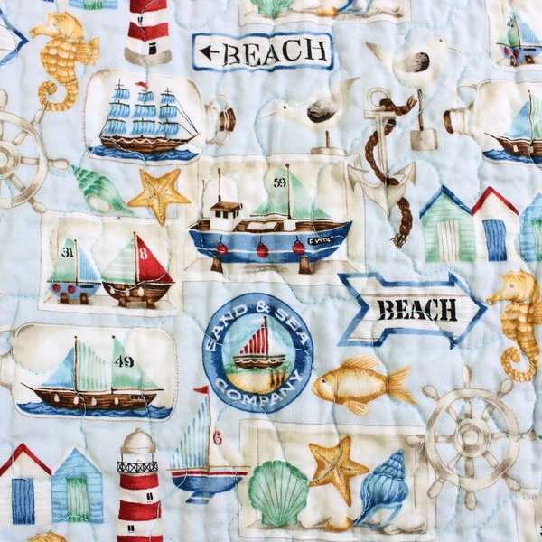Small Nautical Seaside Themed Cotton Table Runner Double-Sided