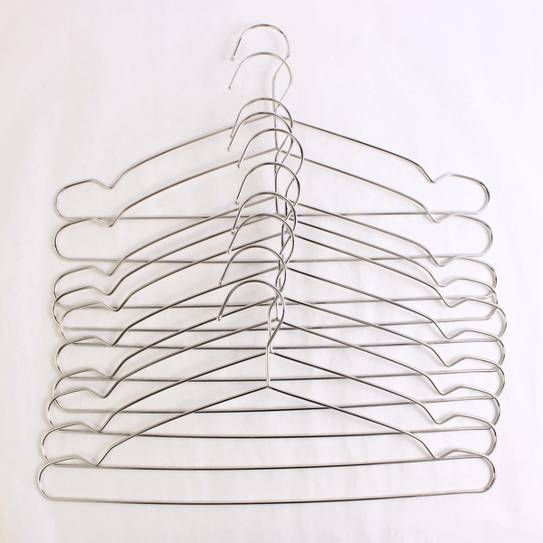 Lot Of 10 matching Unbranded Metal Clothing Hangers For Clothes Stainless Steel