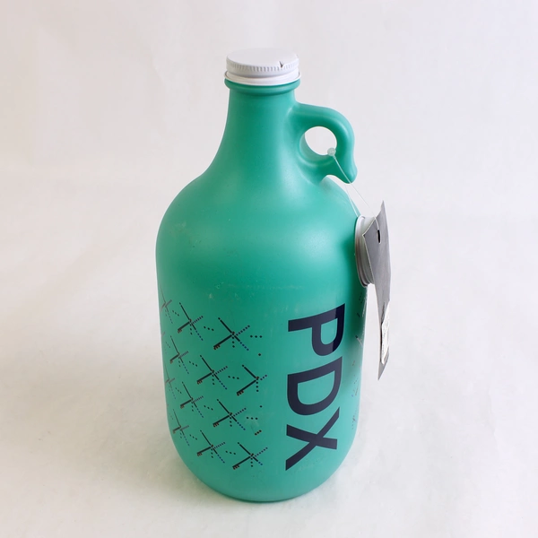 Keyscape Tailgater 64 Oz Glass Jug Oregon PDX Rug Teal Growl 10.5" Tall